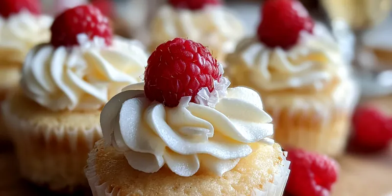 Delicious Fluffy Raspberry Cupcake Delights served on a plate