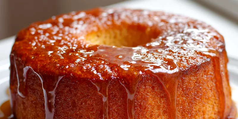 A beautifully presented French Butter Cake topped with berries.