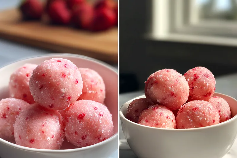 Fresh ingredients for Frozen Yogurt Strawberry Bites