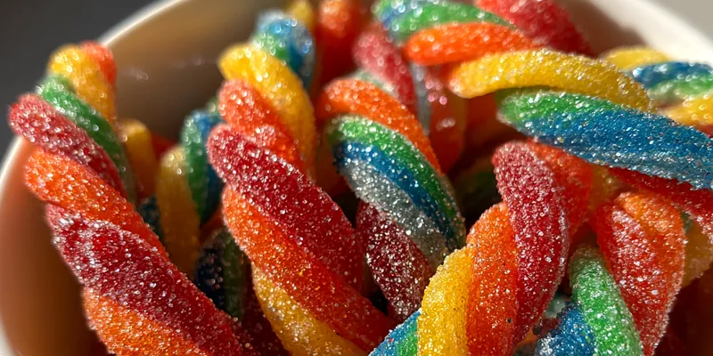 Delicious Fruity Twisted Candy served on a plate