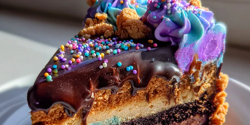 Delicious Galactic Cookie Dough Cake served on a plate