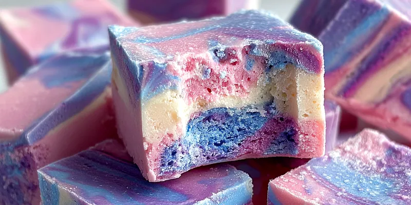Delicious Galactic Cotton Candy Fudge served on a plate