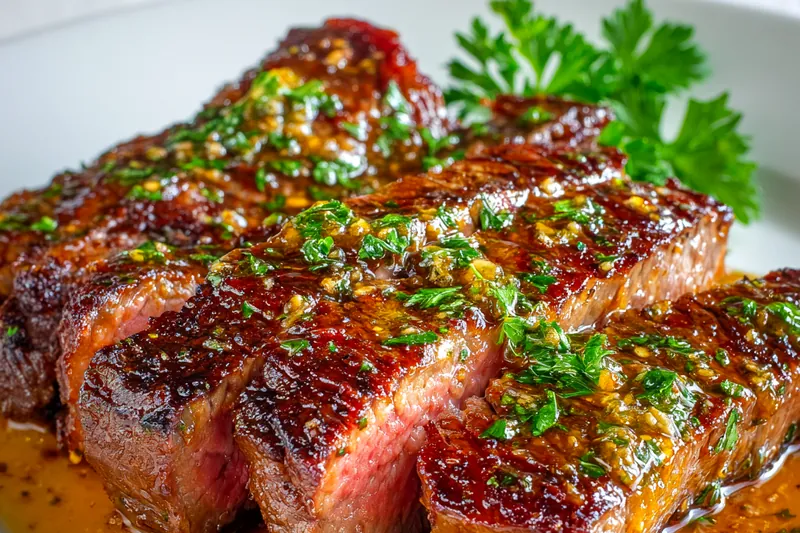 Grilling Garlic Butter Brazilian Steak on the barbecue