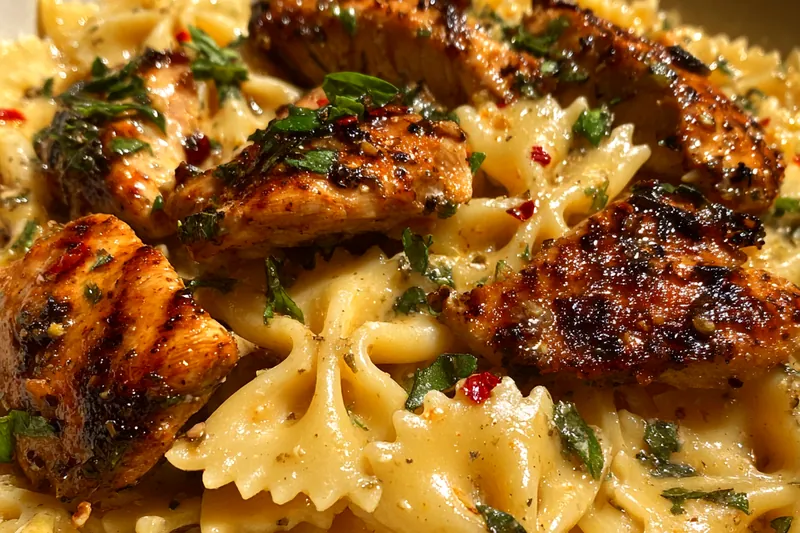 Fresh ingredients for Garlic Butter Chicken Pasta