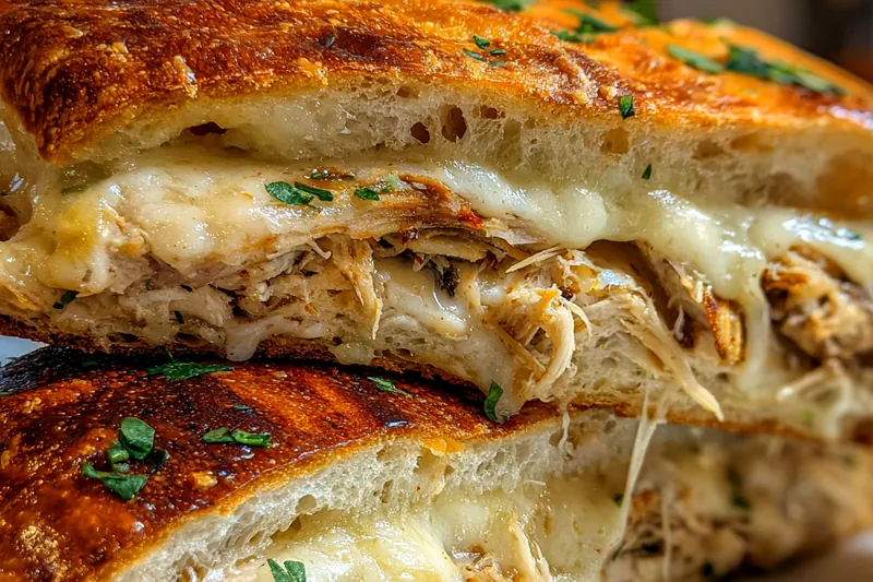 Cooking process for Garlic Chicken Cheese Sandwich