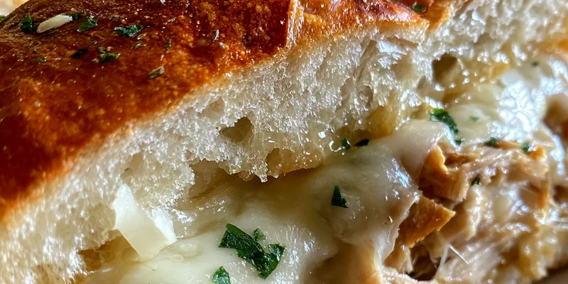 Delicious Garlic Chicken Cheese Sandwich served on a plate