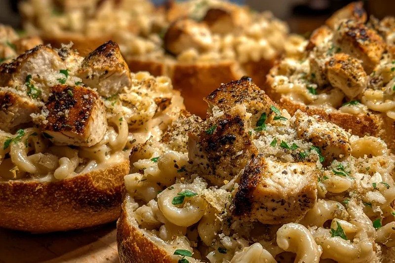 Cooking process for Garlic Chicken Pasta Bowls