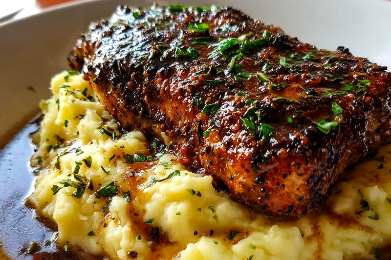 Cooking process for Garlic Herb Chicken with Mashed Potatoes