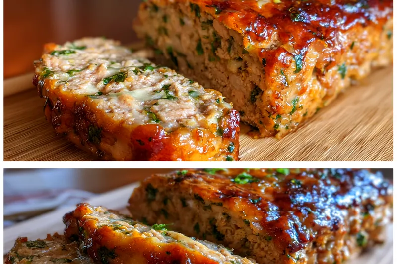 Chef Mitchell mixing ingredients for Garlic Parmesan Chicken Loaf in a large bowl.