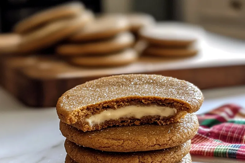 A beautifully arranged array of ingredients for Festive Gingerbread Cheesecake Cookies including flour, spices, and cream cheese.