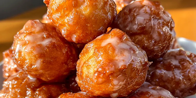 Delicious Glazed Apple Fritter Bites served on a plate