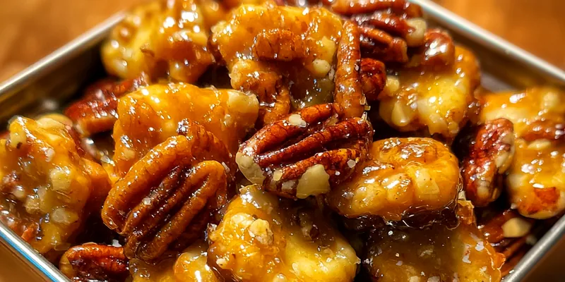 Delicious Glazed Pecan Crunch Bites served on a plate