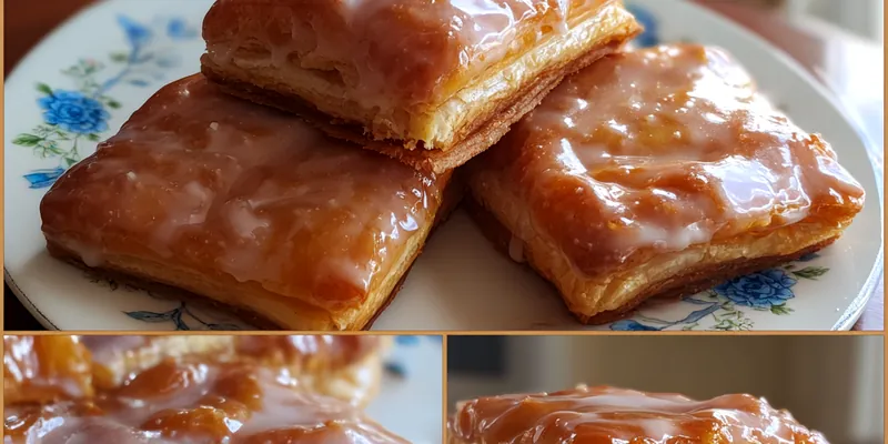 Delicious Glazed Puff Pastry Squares served on a plate
