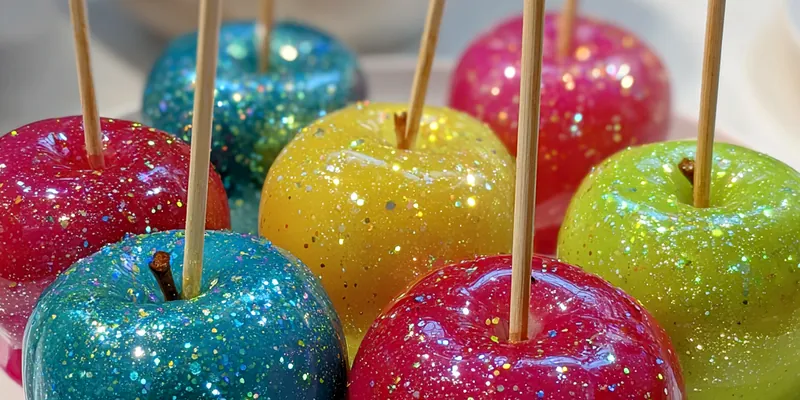 Delicious Glitter Candy Coated Apples served on a plate