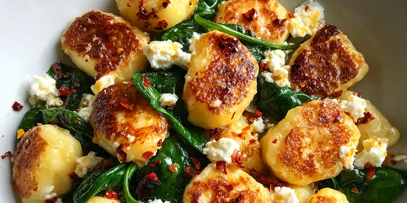 A beautifully plated bowl of Golden Gnocchi Delight garnished with fresh basil and Parmesan.