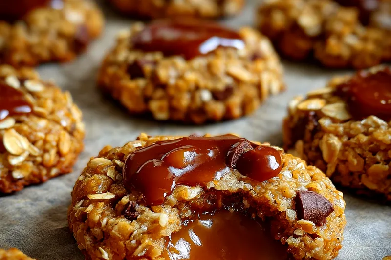 Fresh ingredients for Gooey Caramel Chocolate Cookies