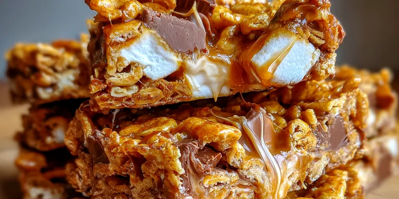 Delicious Gooey Chocolate Marshmallow Bars served on a plate