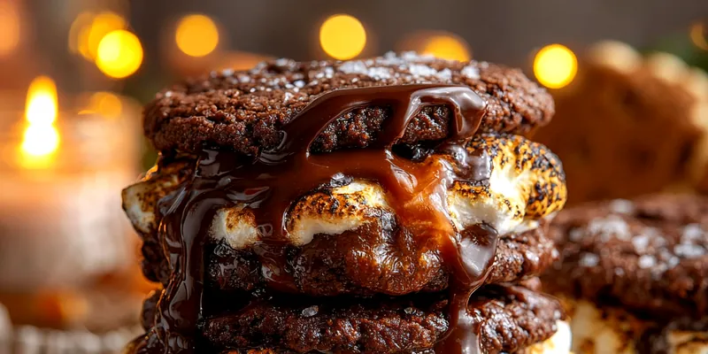 Delicious Gooey Chocolate Marshmallow Cookies served on a plate