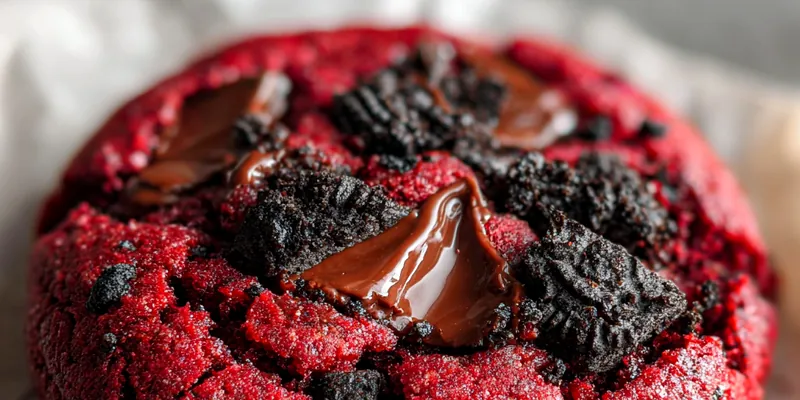 Delicious Gooey Red Velvet Chocolate Cookies served on a plate