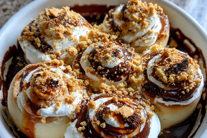 Chef Mitchell rolls dough for Gooey S'mores Cinnamon Rolls, preparing for a delicious baking experience.
