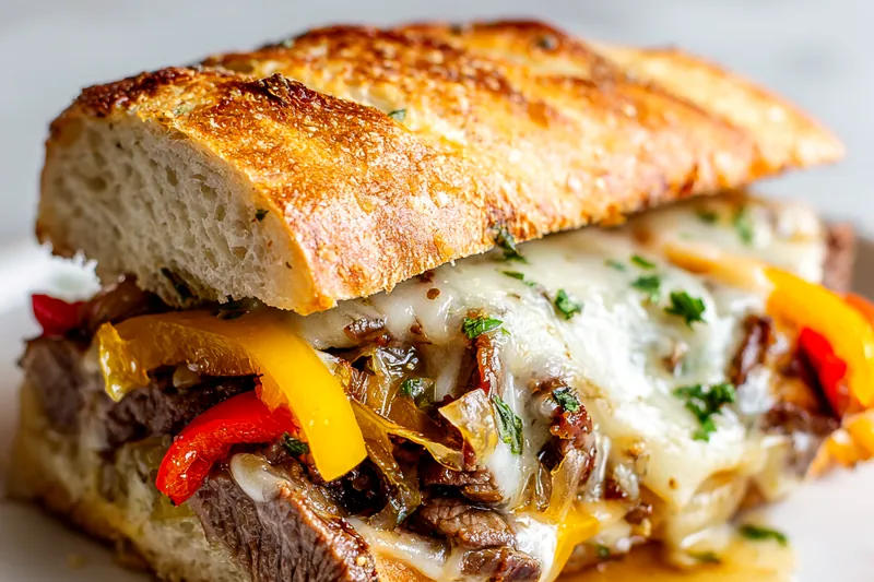 Cooking the cheesesteak in the skillet