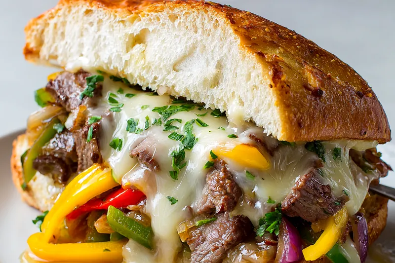 Fresh ingredients for Philly cheesesteak preparation