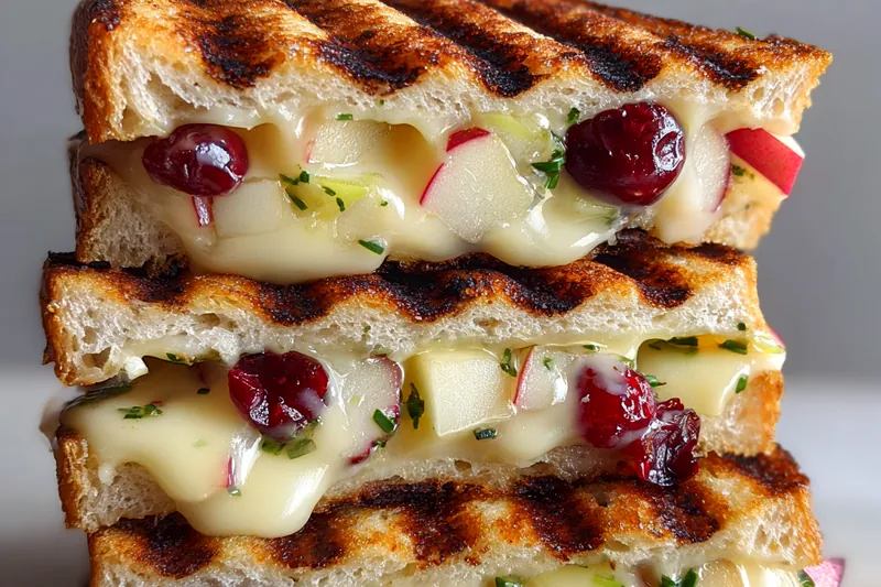 Cooking process for Gourmet Apple Cranberry Grilled Cheese Sandwich