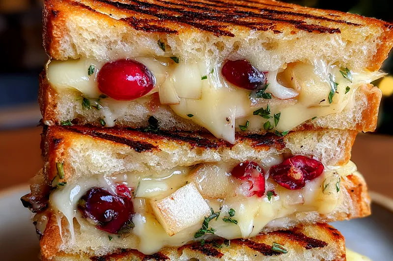 Fresh ingredients for Gourmet Apple Cranberry Grilled Cheese Sandwich