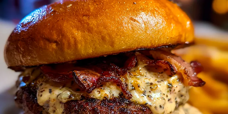 Delicious Gourmet Bacon Burger Delight served on a plate