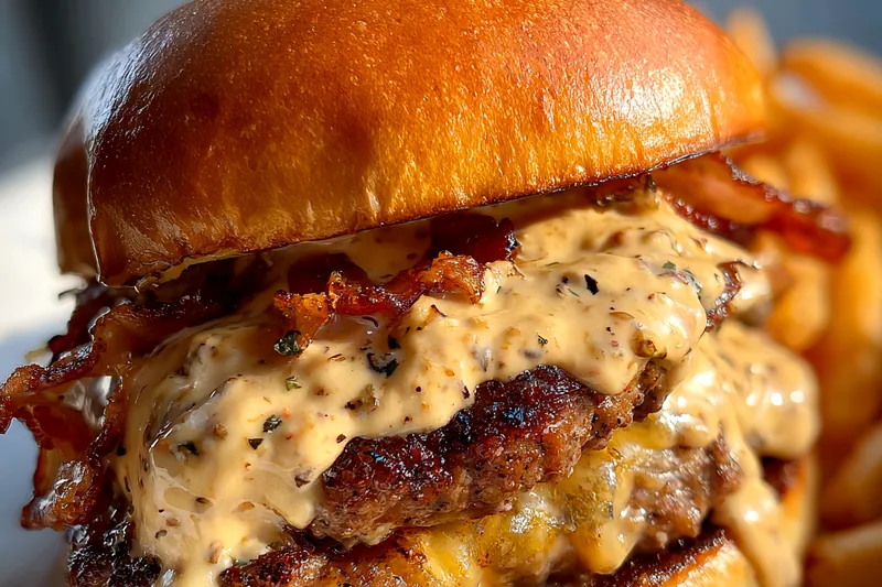 Fresh ingredients for Gourmet Bacon Burger Delight