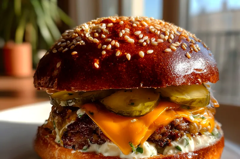 Fresh ingredients for Gourmet Double Cheeseburger