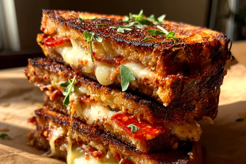 Cooking process for Gourmet Grilled Cheese