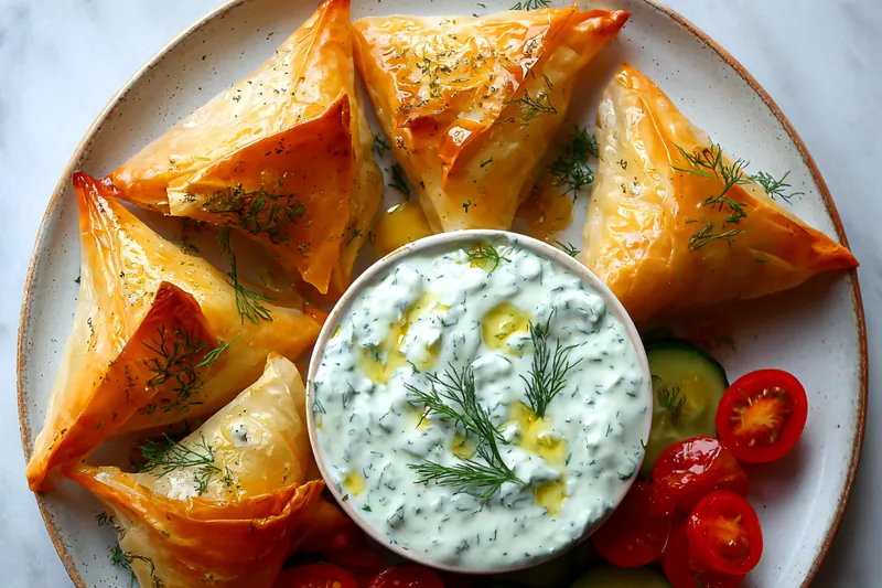 Fresh ingredients for Greek salad including tomatoes, cucumbers, and olives.