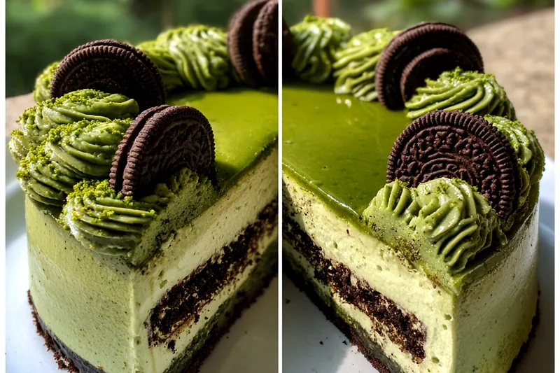 Cooking process for Green Velvet Oreo Cake