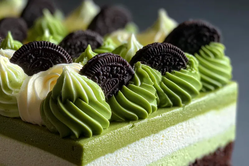 Cooking process for Green Velvet Oreo Cheesecake