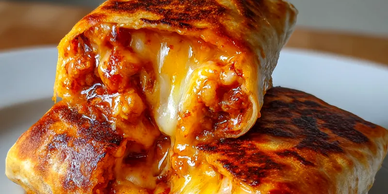 Golden grilled cheese burrito on a plate with salsa