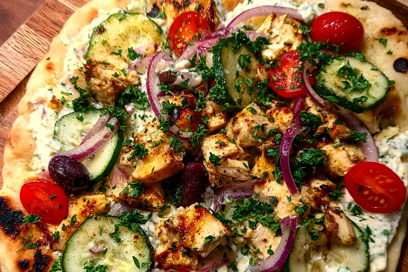 Fresh ingredients for Grilled Chicken Flatbread Delight