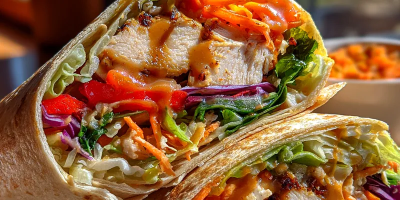 Delicious Grilled Chicken Peanut Wraps served on a plate