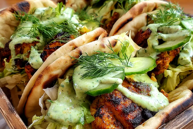 Fresh ingredients for Grilled Chicken Pita Wraps