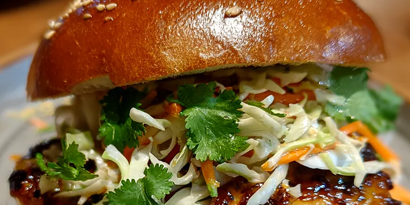 Delicious Grilled Chicken Slaw Sandwich served on a plate