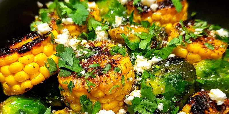 Grilled Corn Brussels Delight