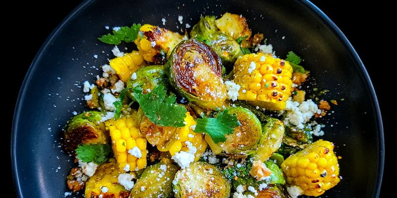 Grilled Corn Brussels Medley
