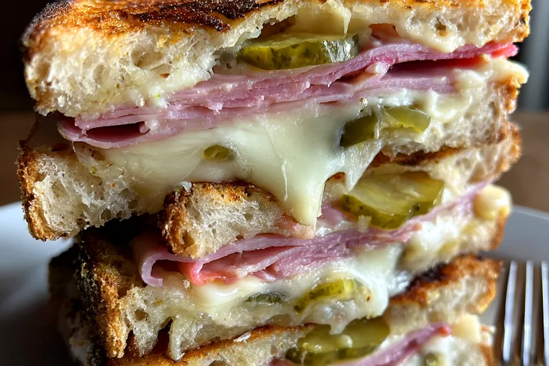 Fresh ingredients for Grilled Ham Cheese Sandwich