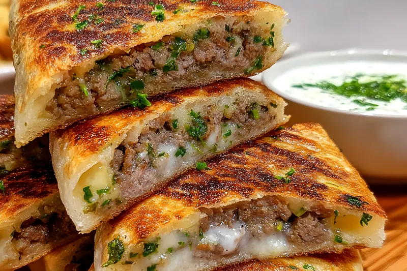 Cooking process for Grilled Meat Stuffed Flatbreads