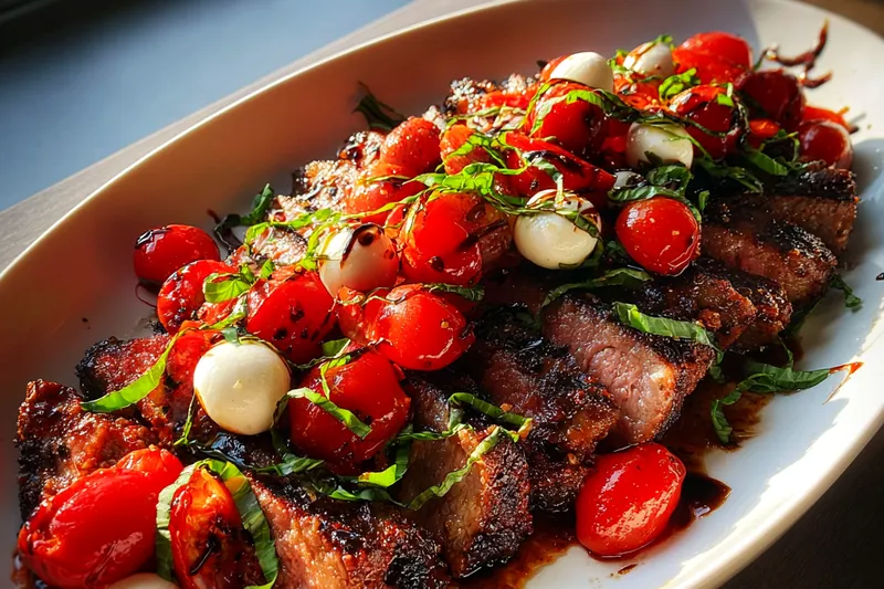 Cooking process for Grilled Steak Caprese