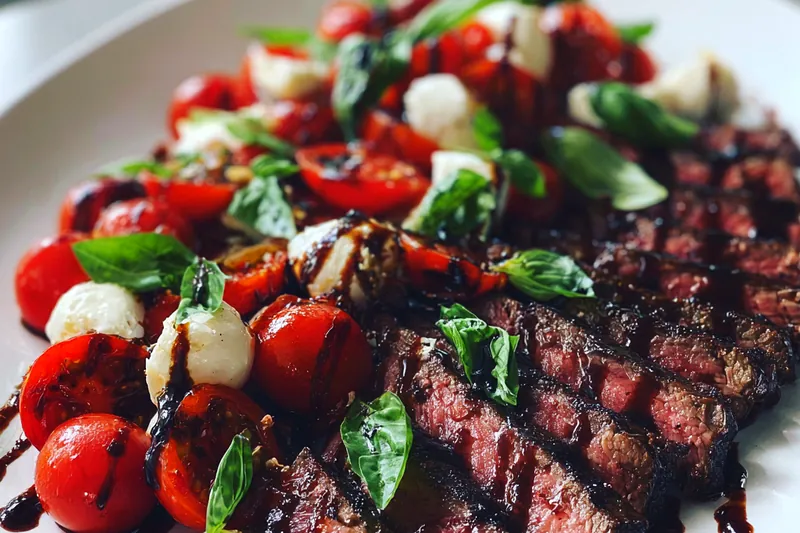 Cooking process for Grilled Steak Caprese Delight