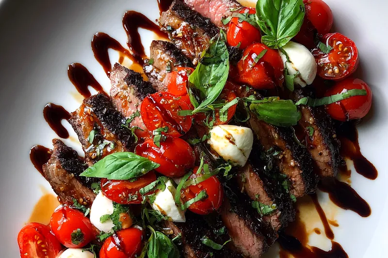Fresh ingredients for Grilled Steak Caprese Delight
