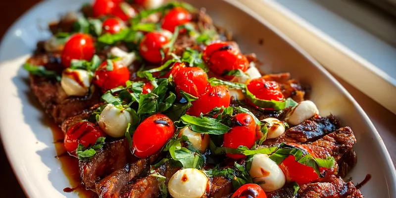 Delicious Grilled Steak Caprese served on a plate
