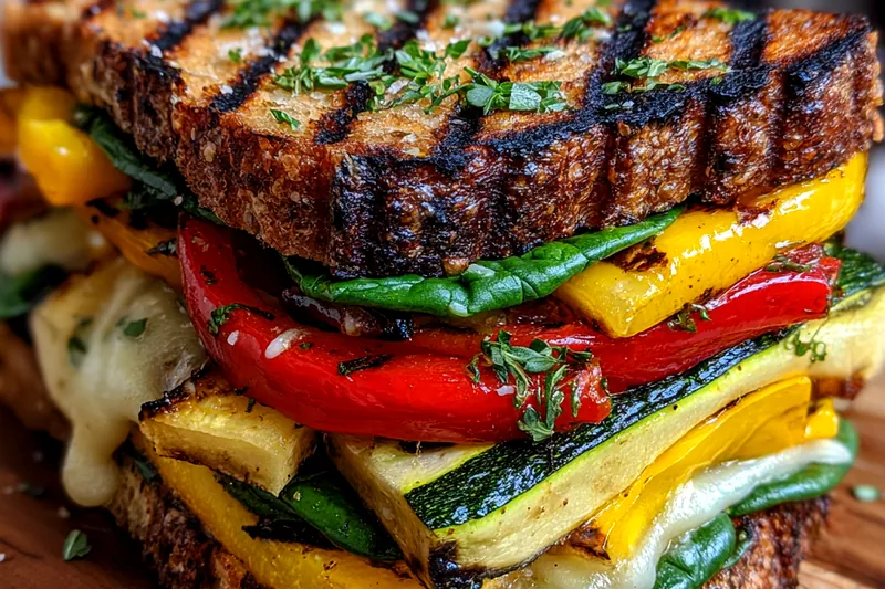 Cooking process for Grilled Veggie Mozzarella Sandwich