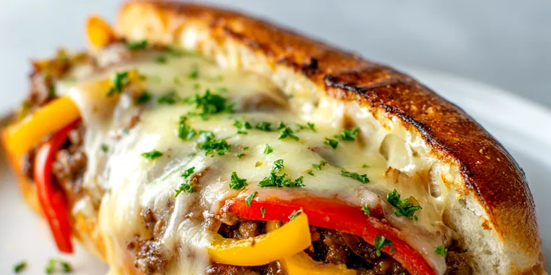Delicious Ground Beef Philly Cheesesteaks on a plate